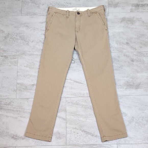 3/$20 Abercrombie & Fitch Chino Khaki Pants Slim Straight Leg Casual Preppy - Picture 5 of 14